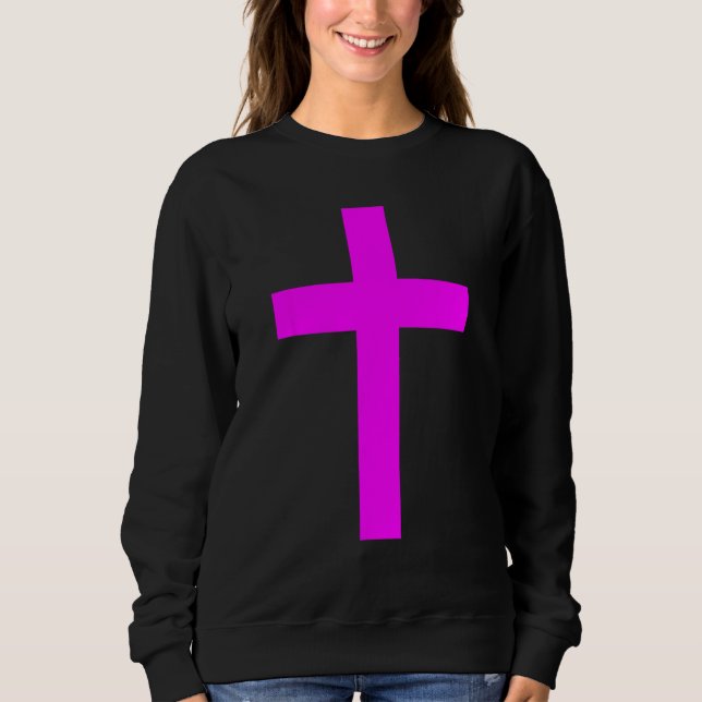 Sweatshirt Dieu chrétien Jésus Croix Magenta (Devant)