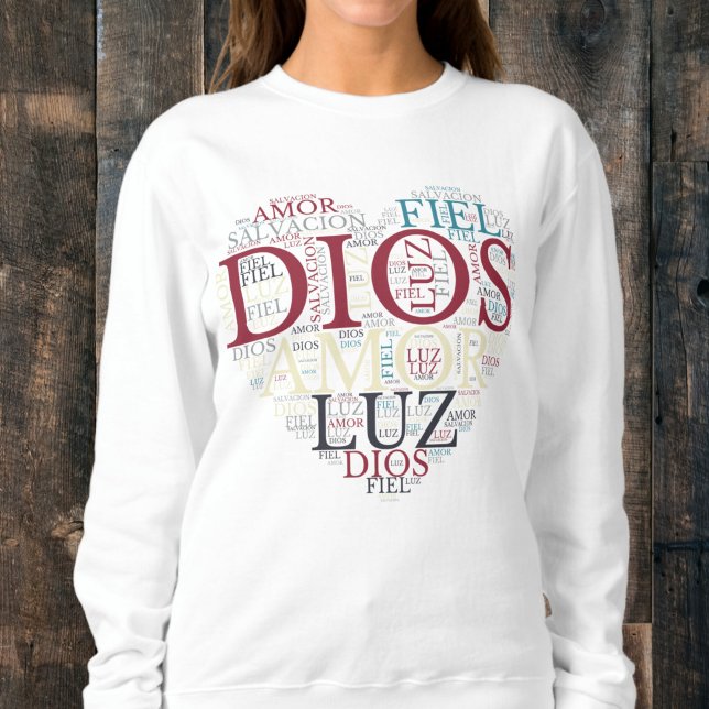 Sweatshirt Dieu et la foi Coeur des femmes chrétienne espagno (Créateur téléchargé)