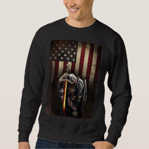 Sweatshirt Dieu Jésus Christian Drapeau américain Chevalier T