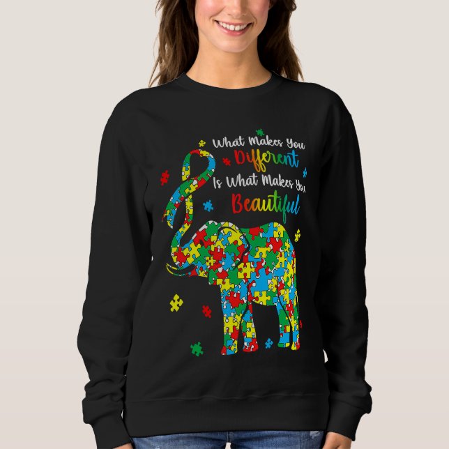 Sweatshirt Different Beautiful Autism Awareness Puzzle Piece  (Devant)