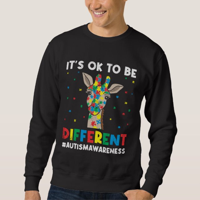 Sweatshirt Different Giraffe Love Support Autism Awareness (Devant)