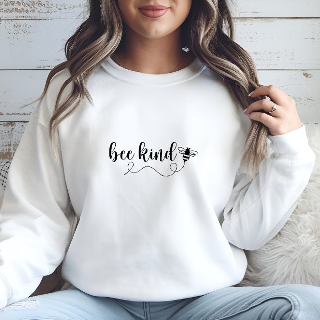Sweatshirt d'impression moderne blanc (Modern White Bee Kind Print Sweatshirt)