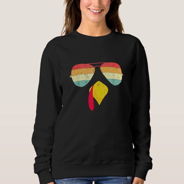 Sweatshirt Dinde Cool Avec Lunettes De Soleil  Action De Grâc (Devant)