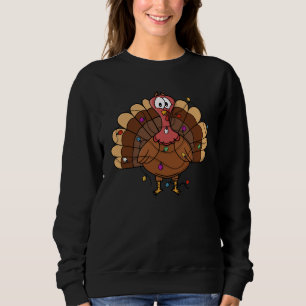 Sweatshirt Dinde festive avec guirlandes lumineuses