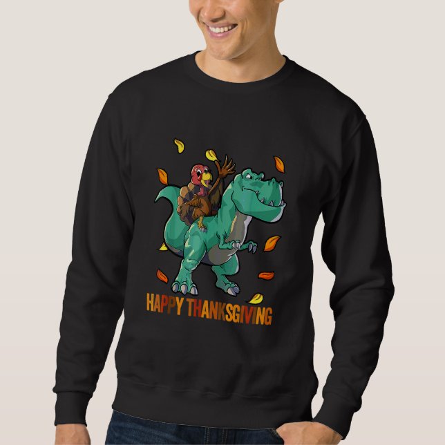 Sweatshirt Dîner de Thanksgiving Dinosaure Garçons Enfants Di (Devant)