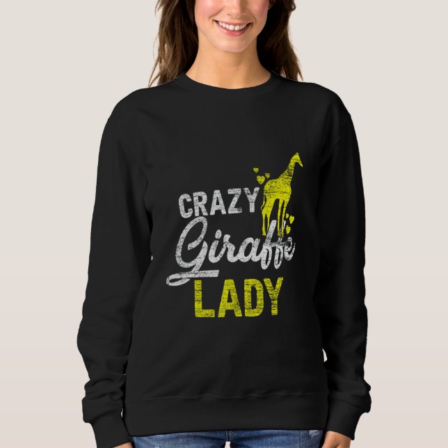 Sweatshirt Dingue Giraffe Lady Vintage Zoo Keeper Filles Femm (Devant)