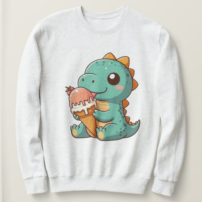 Sweatshirt Dino mignonne de glace mangeur (Design devant)