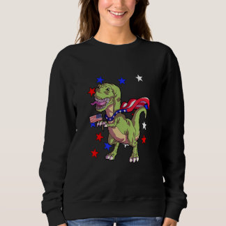Sweatshirt Dinosaur 4 juillet Garçons Enfants Dino Drapeau Am