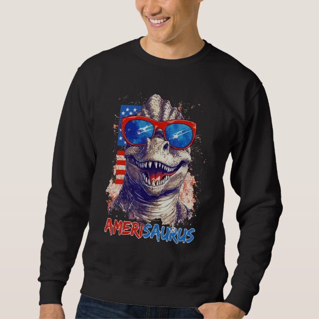 Sweatshirt Dinosaur 4th of July Kids Boys Men Amerisaurus Rex (Devant)