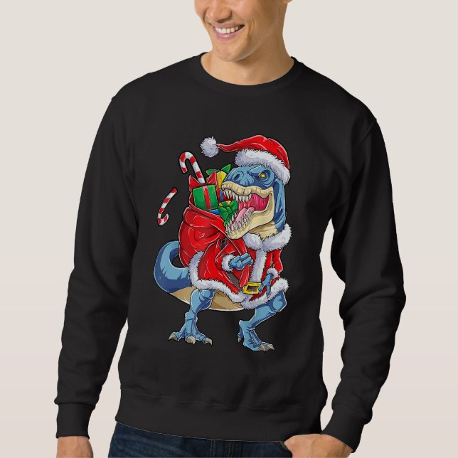 Sweatshirt Dinosaur Christmas Santa Claus rex Boys Men  Xmas (Devant)
