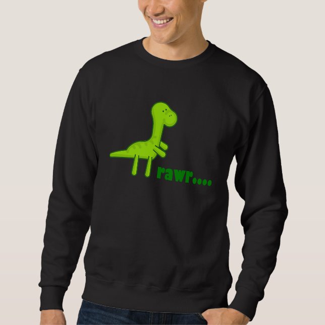Sweatshirt Dinosaur Cute Little Green Dino Says Rawr (Devant)