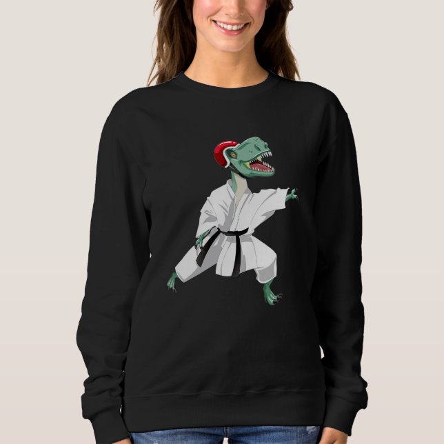 Sweatshirt Dinosaur doing Karate Samurai Ninja (Devant)