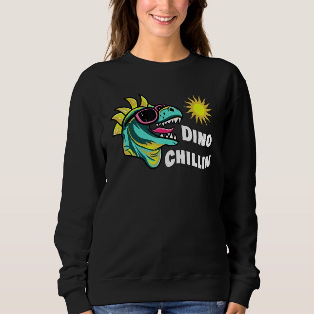 Sweatshirt Dinosaur Enjoying The Sunshine In Sunglasses Fun R (Devant)