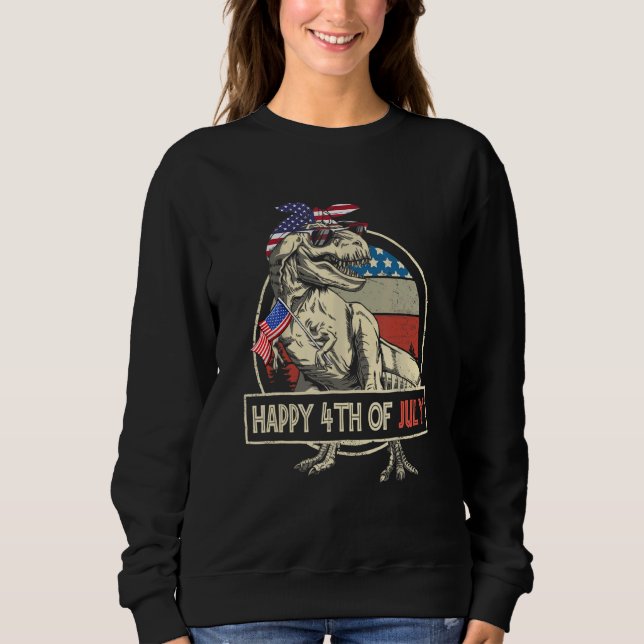 Sweatshirt Dinosaur Happy 4 juillet Enfants Garçons Hommes Am (Devant)