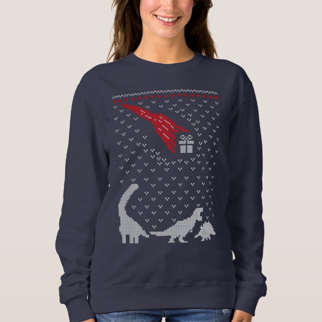 Sweatshirt Dinosaur Noël présent (Devant)