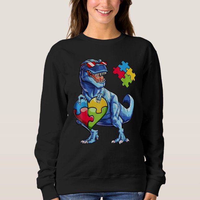 Sweatshirt Dinosaur Puzzle Pièce Sensibilisation sur l'autism (Devant)