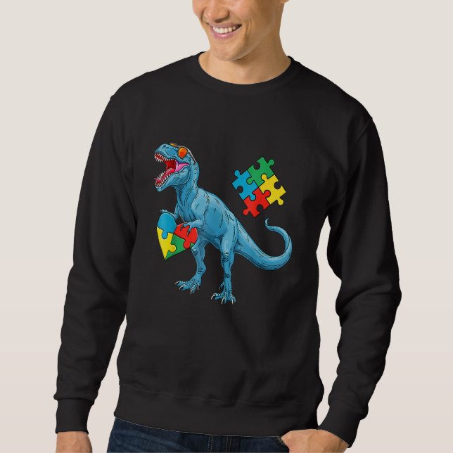 Sweatshirt Dinosaur Puzzle Pièce Sensibilisation sur l'autism (Devant)