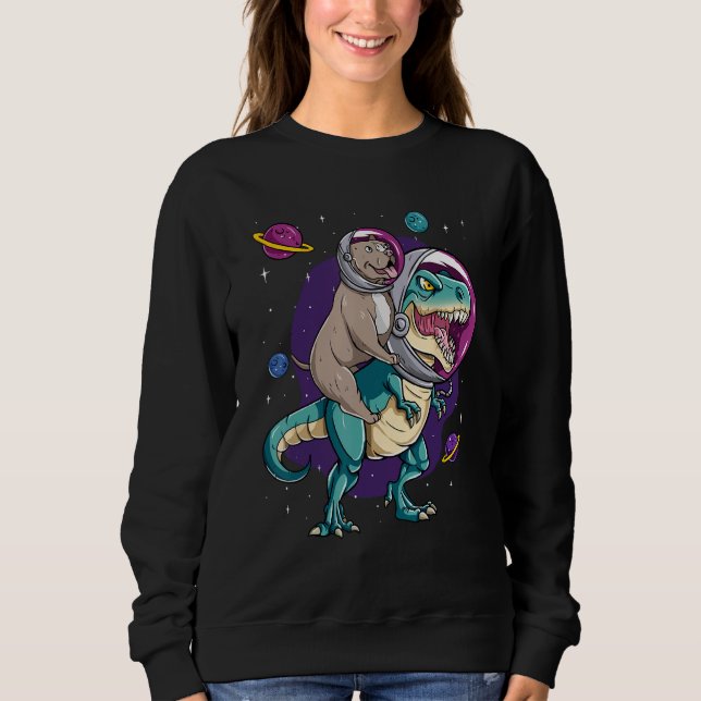 Sweatshirt Dinosaur Rex Space Planets Sparkles (Devant)
