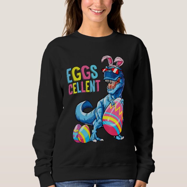 Sweatshirt Dinosaure de Pâques Bunny Rex Garçons Filles Enfan (Devant)