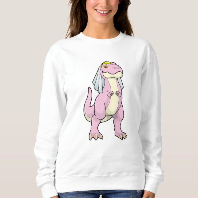 Sweatshirt Dinosaure en mariée à un mariage avec voile (Devant)