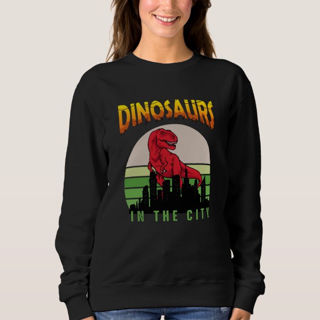 Sweatshirt Dinosaure en ville | Conception de dinosaures (Devant)
