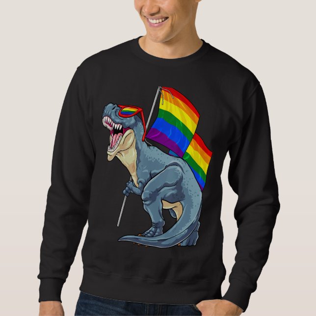 Sweatshirt Dinosaure Gay pride Drapeau Lgbt Rex Lesbian Pride (Devant)