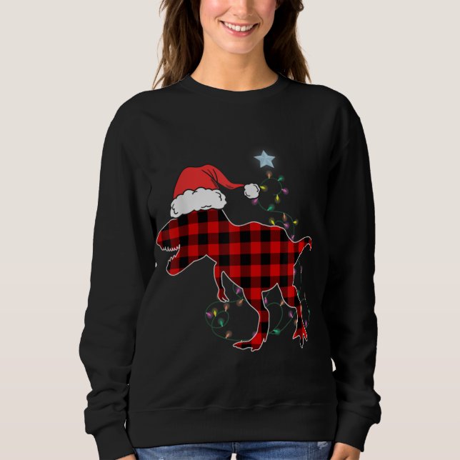 Sweatshirt Dinosaure rouge T Rex Feux de Noël Arbre PJ (Devant)