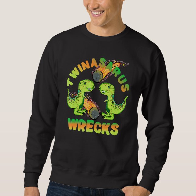 Sweatshirt Dinosaure Twins Twinasaurus Wrecks Meteor T-Rex Br (Devant)