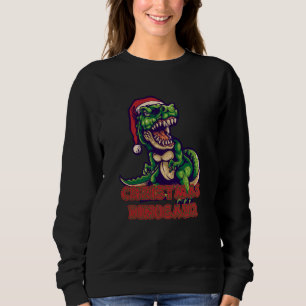 Sweatshirt Dinosaure vert de Noël   Design de dinosaure