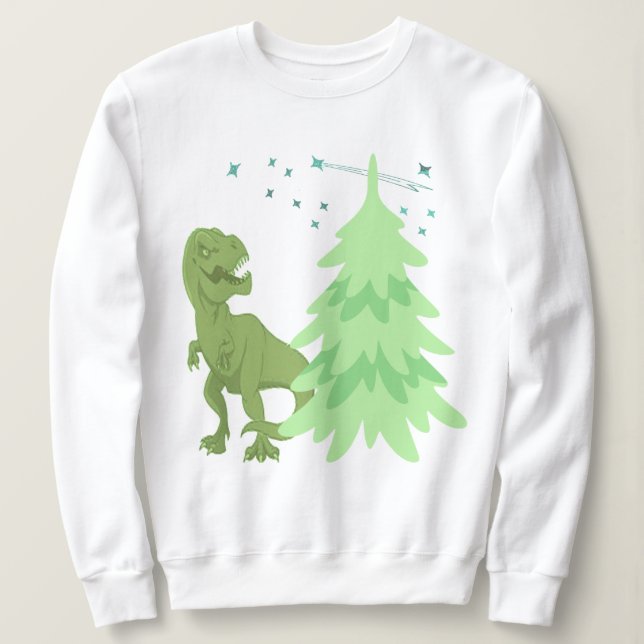 Sweatshirt Dinosaures amusants, Arbre de Noël T-Rex (Design devant)