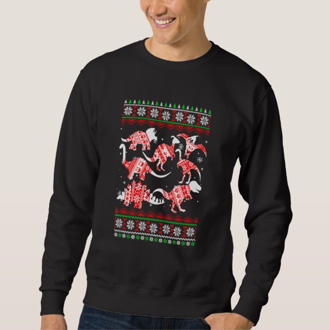 Sweatshirt Dinosaures Noël T Rex Noël laid (Devant)