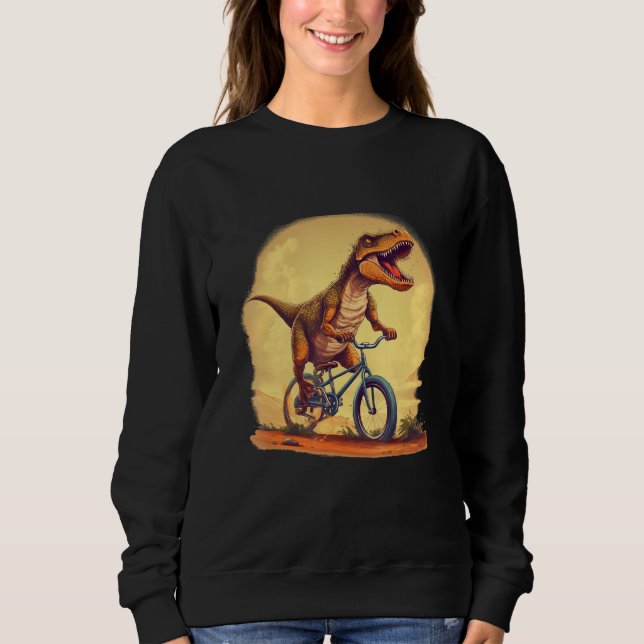 Sweatshirt Dinosaurs loves Bikes and bicycle (Devant)