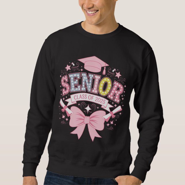 Sweatshirt Diplômation de la promotion 2025 Rose Coquette Bow (Devant)