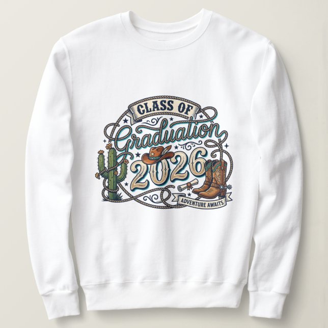 Sweatshirt Diplômé de style occidental 2026 (Design devant)