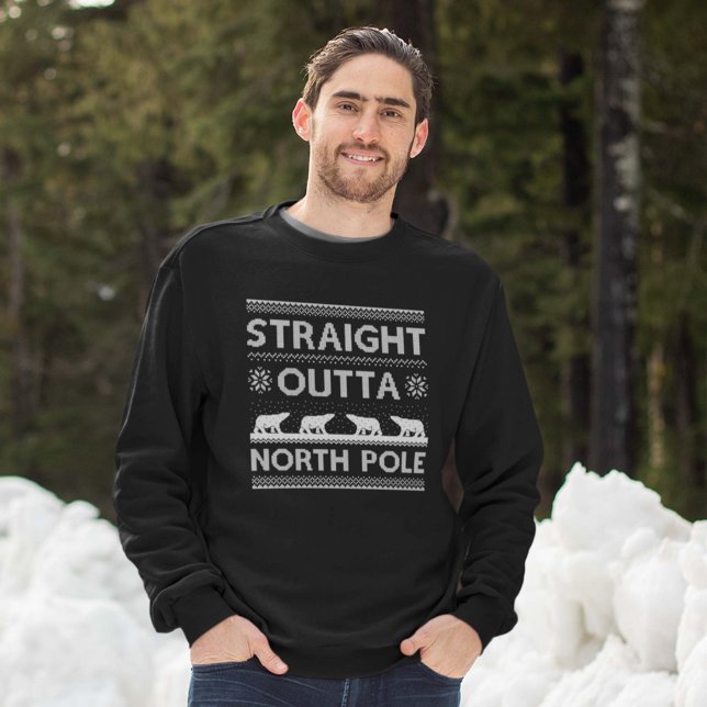 Sweatshirt Directement En Dehors Du Pôle Nord (Straight Outta North Pole Sweatshirt Man In Snow)