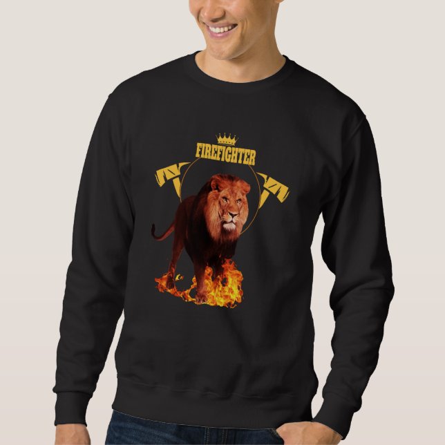 Sweatshirt Disant pompier pompier lion héros roi de f (Devant)
