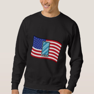 Sweatshirt discutant politique drapeau USA smartphone