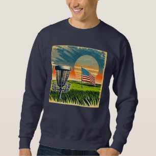 Sweatshirt Disque Drapeau vintage Américain Golf Vintage Sun