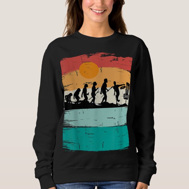 Sweatshirt Disque Golf Evolution Disque Golf Player Flying Di (Devant)