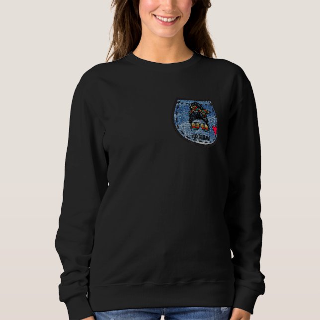 Sweatshirt Disque Golf Maman Vie Messager Bun Lunettes de che (Devant)