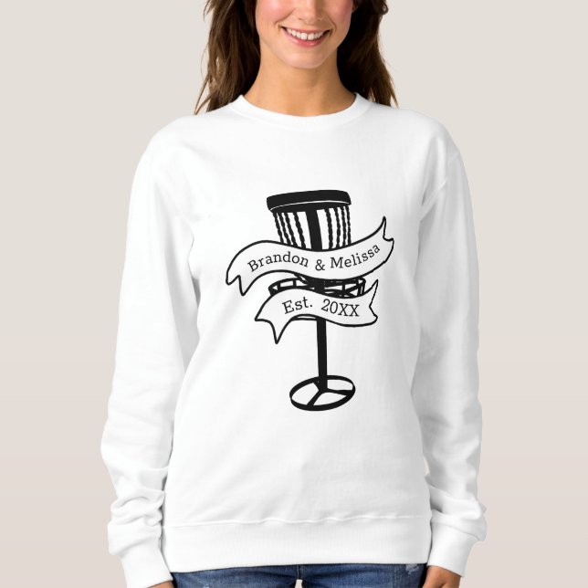 Sweatshirt Disque Golf Personnalisé Couple Date Établie (Devant)