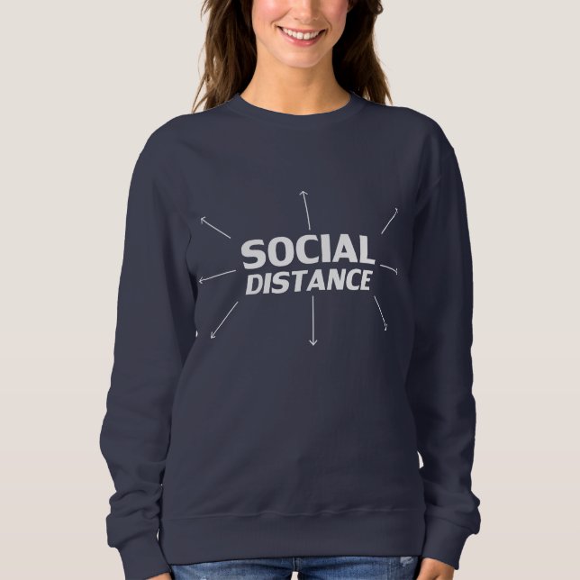 Sweatshirt Distance sociale blanche typographie moderne flèch (Devant)
