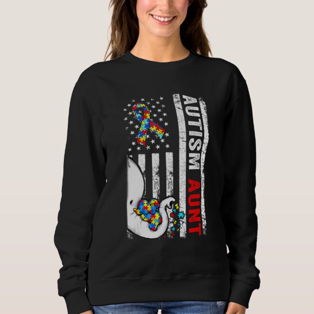 Sweatshirt Distorsion du drapeau américain Autisme éléphant T (Devant)