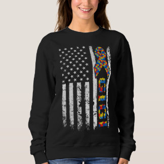 Sweatshirt Distorsion Usa Drapeau Autisme Gigi Sensibilisatio