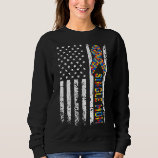 Sweatshirt Distorsion Usa Drapeau Autisme Mère célibataire Co
