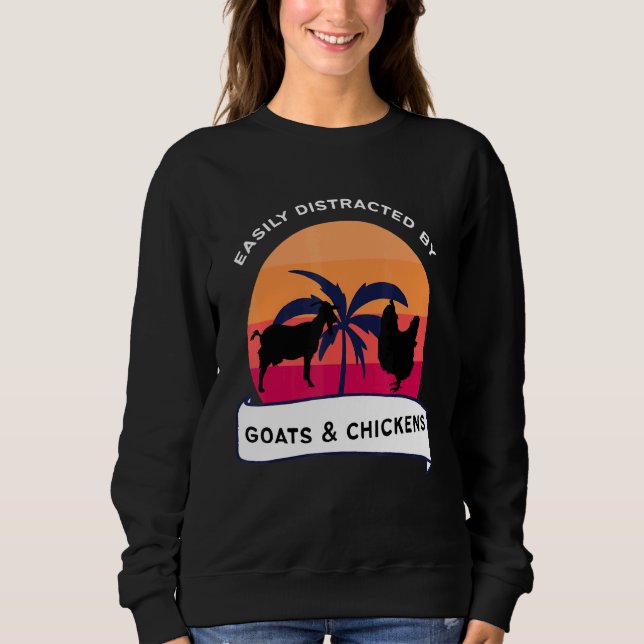 Sweatshirt Distractions de chèvres et poulets (Devant)