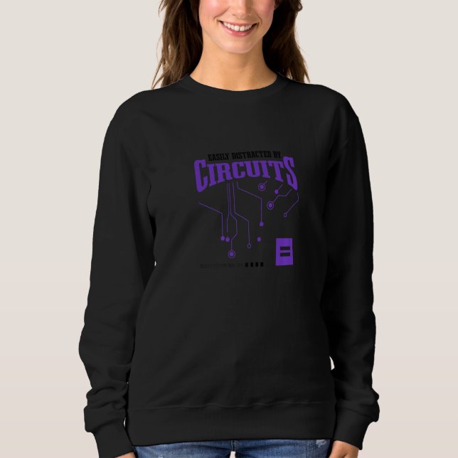 Sweatshirt Distrait par les circuits, propos ironique Électri (Devant)