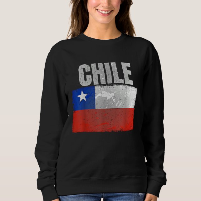 Sweatshirt Distressed Chile Flag Graphic for Men Women Hispan (Devant)