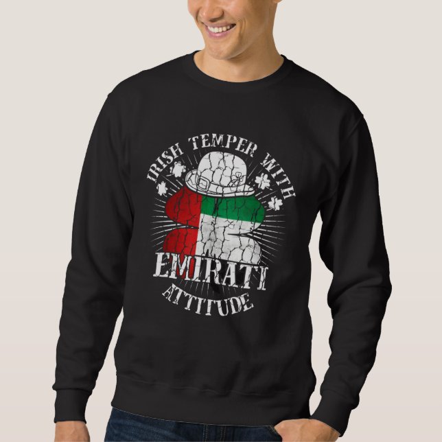 Sweatshirt Distressed Irish Emirati Attitude Patriotic Shamro (Devant)