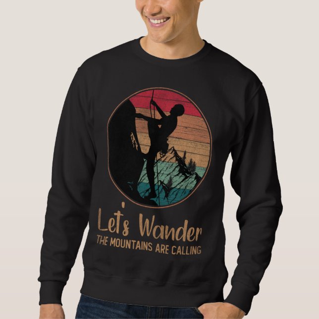 Sweatshirt Distressed Let s Wander Mountains Are Calling (Devant)
